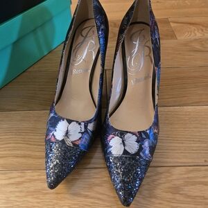 J.Renee Multicolor Butterfly and Flowers Glitter Heels Size 9